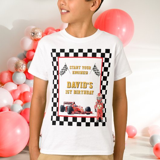 Race Car Start Your Engines 1st Birthday T-shirt