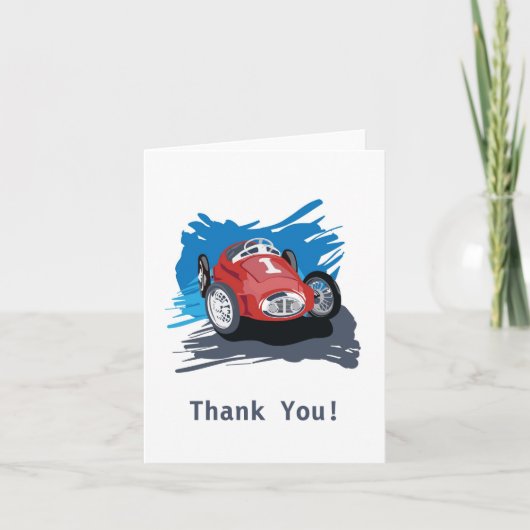 Race Car Thank You Card Bedankkaart (Voorkant)