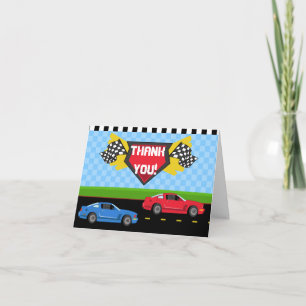 Race Car Thank You Card Folded Note Card Bedankkaart