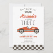 Race Car Third Birthday Uitnodiging (Voorkant)