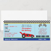 Race Car Ticket Birthday Uitnodiging (Voorkant / Achterkant)