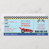 Race Car Ticket Birthday Uitnodiging (Voorkant)