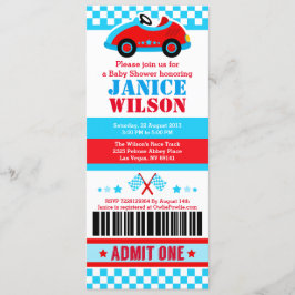 Race Car Ticket Pass Baby shower Party - Uitnodigi Kaart