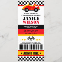 Race Car Ticket Pass Baby shower Party - Uitnodigi
