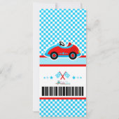 Race Car Ticket Pass Birthday Party Uitnodiging (Achterkant)