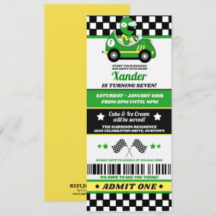 Race Car Ticket Style Birthday Party Uitnodiging