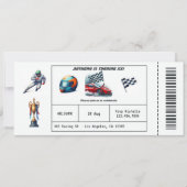 Race Car Ticket Verjaardagsfeest Kaart (Voorkant)