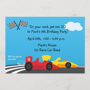 Race Car Track Birthday Uitnodiging