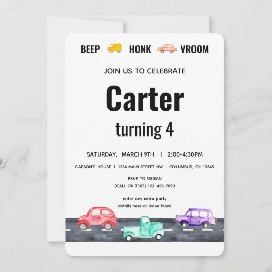 Race Car Twee Snelle  Boy Vervoer Kaart (Voorkant)