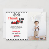 Race car twee snelle verjaardagsfeest bedankt je k kaart (Voorkant)