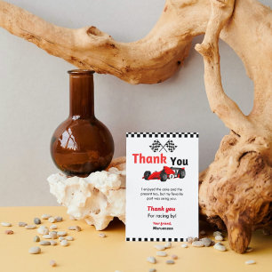 Race car twee snelle verjaardagsfeest bedankt je k kaart