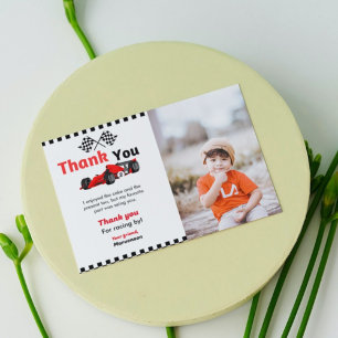 Race car twee snelle verjaardagsfeest bedankt je k kaart