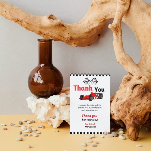 Race car twee snelle verjaardagsfeest bedankt je k kaart