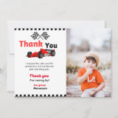 Race car twee snelle verjaardagsfeest bedankt je k kaart (Voorkant)