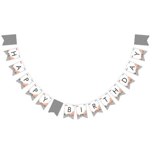 Race Car Two Fast 2 Curious Happy Birthday Party Vlaggetjes (Alle)