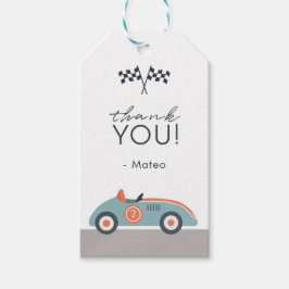 Race Car Two Fast 2 Nieuwsgierige Verjaardag Bedan Cadeaulabel