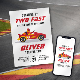 Race Car Two Fast 2e verjaardag Kaart