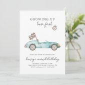 Race Car Two Fast 2e verjaardag Uitnodiging (Staand voorkant)