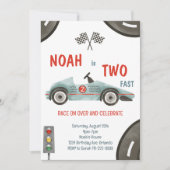 Race Car Two Fast 2e verjaardag Uitnodiging (Voorkant)