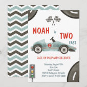 Race Car Two Fast 2e verjaardag Uitnodiging (Voorkant / Achterkant)