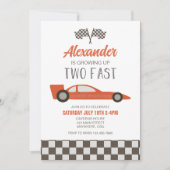 Race Car Two Fast 2e verjaardag Uitnodiging (Voorkant)