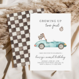 Race Car Two Fast 2e verjaardag Uitnodiging
