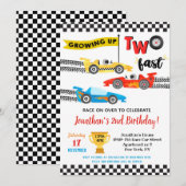 Race Car Two Fast 2nd Birthday Party Uitnodigingen (Voorkant / Achterkant)