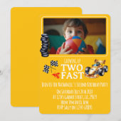 Race Car Two Year Old Photo Party Invite Kaart (Voorkant / Achterkant)