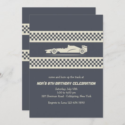 Race Car Uitnodiging (Voorkant / Achterkant)