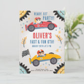 Race Car Verjaardag Bash Kaart (Staand voorkant)