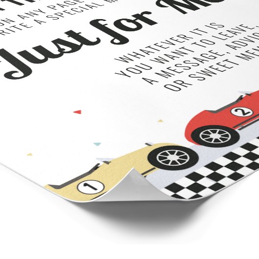 Race Car Verjaardag Guest Book Sign Poster (Hoek)
