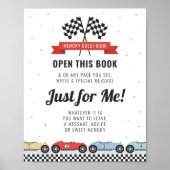 Race Car Verjaardag Guest Book Sign Poster (Voorkant)