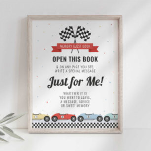 Race Car Verjaardag Guest Book Sign Poster