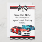 Race Car Verjaardag, Save the Date (Voorkant)