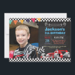 Race Car Verjaardag Uitnodiging. Verjaardagsfeestj Kaart<br><div class="desc">Race Auto Verjaardag Uitnodiging met aangepaste foto. Verjaardagsfeestje voor jongens. Boy Racing Car verjaardagsfeestje uitnodigen. Chalkboard body nodigt uit. Eerste 1e verjaardag. 1e 2e 3e 4e 5e 6e 7e 8e 9e 10e 11e 13e 14e 15e, alle leeftijden. Voor verdere aanpassing klikt u op de knop "Aanpassen" en gebruikt u onze...</div>