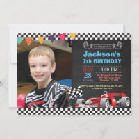 Race Car Verjaardag Uitnodiging. Verjaardagsfeestj