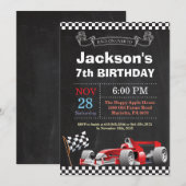 Race Car Verjaardag Uitnodiging. Verjaardagsfeestj Kaart (Voorkant / Achterkant)