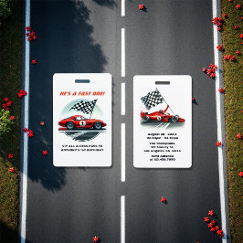 Race Car Verjaardag VIP Pit Crew Pass Badge
