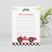 Race Car Verjaardagsfeest Tijdcapsule Notitiekaart (Staand voorkant)