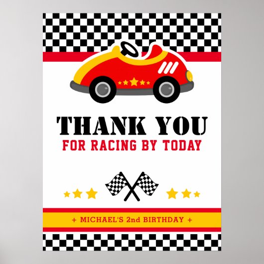 Race car-verjaardagssignatie poster (Voorkant)