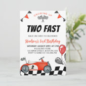  Race Car Verjaardagsuitnodiging Racing Car Kaart (Staand voorkant)