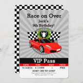 Race Car VIP Pass Verjaardagsuitnodiging! Kaart (Voorkant / Achterkant)