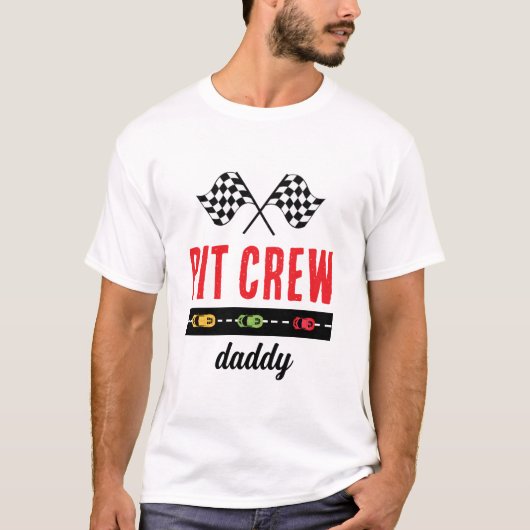 Race Car White Pit Crew Daddy T-shirt (Voorkant)