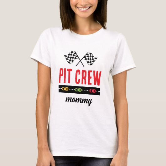 Race Car White Pit Crew Mama T-shirt (Voorkant)