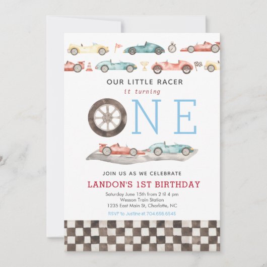 Race Card Birthday Invitation Kaart (Voorkant)