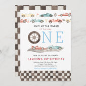 Race Card Birthday Invitation Kaart (Voorkant / Achterkant)