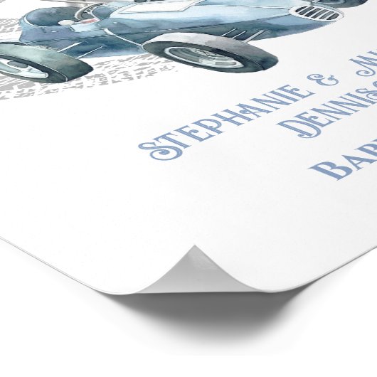 Race Care Baby shower Welkomstbord Poster (Hoek)