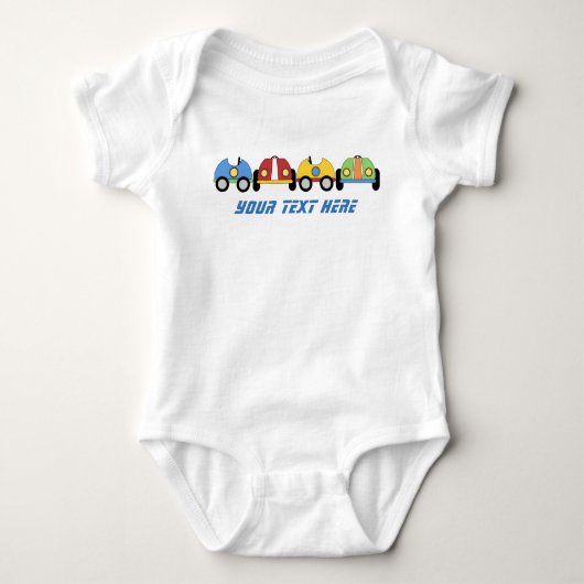 Race Cars Aangepaste Baby Romper (Voorkant)
