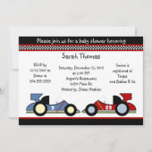 Race Cars Baby shower/BirthdayInvitations Kaart (Voorkant)