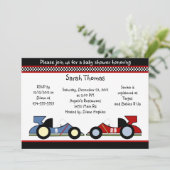 Race Cars Baby shower/BirthdayInvitations Kaart (Staand voorkant)